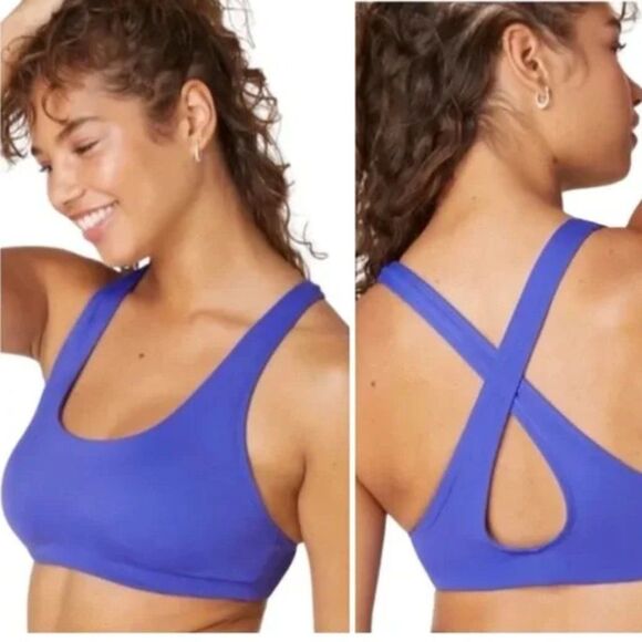 Andie Swim Caledonia Top Lapis Blue Size Small Bikini Crossover Back Lined - Picture 1 of 6